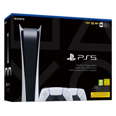 Sony Console PlayStation 5 Édition Digitale – 825 Go blanc avec 2 manettes DualSense