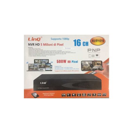 Enregistreur NVR HD H.265 Réseau 16 CH Poe 5MP LinQ NVR1616