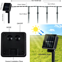 Guirlande Solaire LED à Étoiles - 100 LED 12m - Lumière Chaude avec 8 Modes - 3W · Smarty Paris