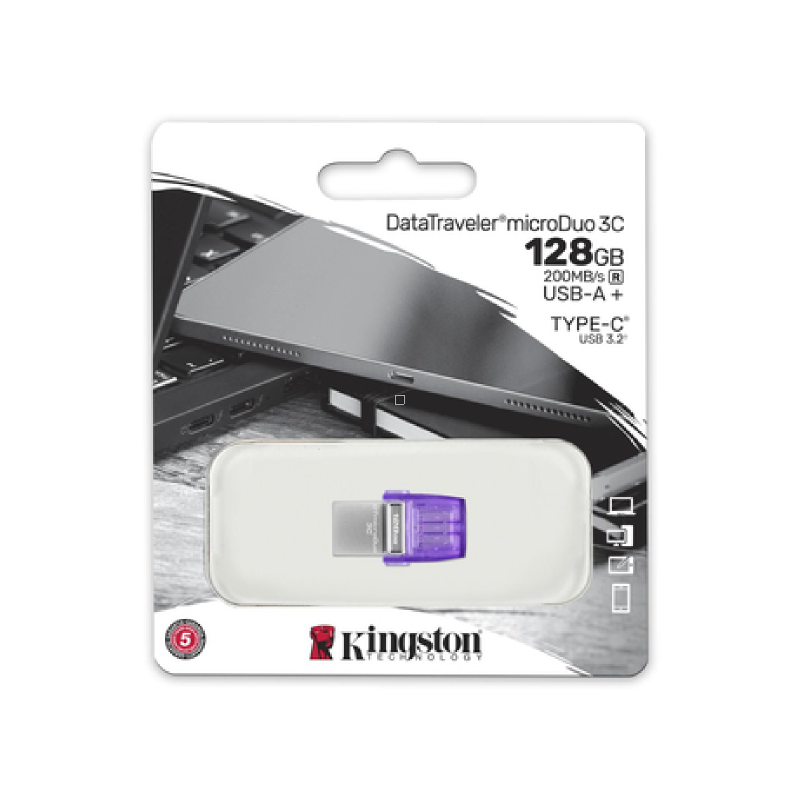 Clé USB Kingston DataTraveler microDuo 3C – 128 Go USB + USB-C Violet