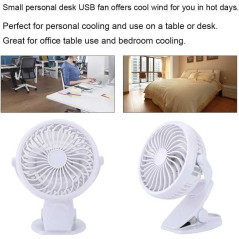 Mini Ventilateur de Bureau 3" USB Silencieux avec Pince AF-01 - Blanc · Smarty Paris