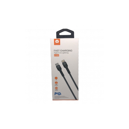 Câble USB-C / Lightning Nylon Tressé 20W Noir - X182 (WUW) - Audio Ref