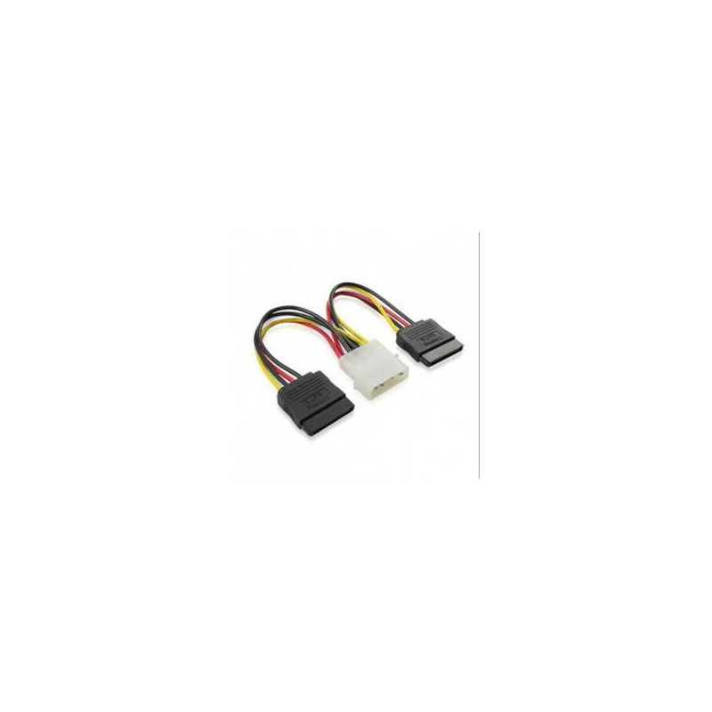 Adaptateur d'alimentation 4 pin Mâle / 2 * 15 Pin SATA coudé Femelles