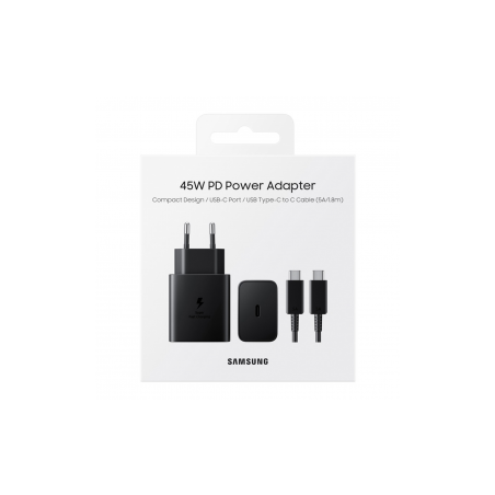 Kit Chargeur Type-C / Type-C Samsung EP-TA845XBEGCN 45W - 1,8M - Noir