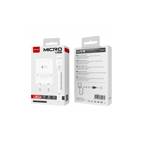 Kit Chargeur USB / Micro - D-power J8514 - Blanc - Alimentation Ref A1