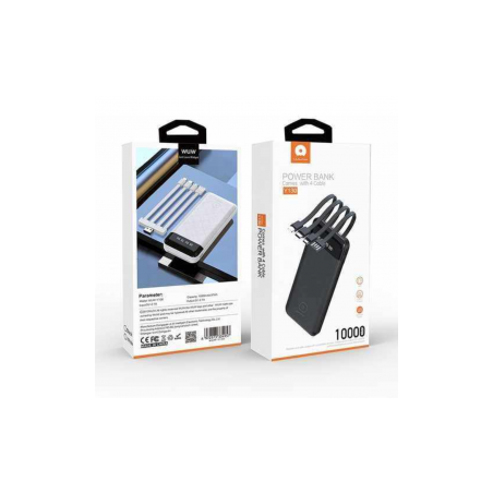 Power Bank WUW-Y130 10000mAh Noir avec 4 Output Câbles - Alimentation