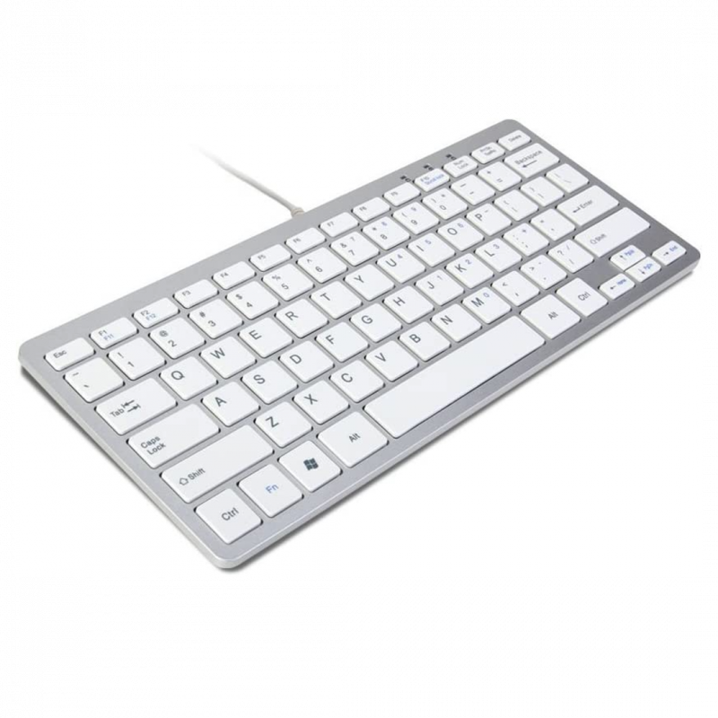 Clavier Filaire Ultra Slim Compatible avec Mac et Windows Anglais QWERTY + Francais AZERTY - Argent Clavier Filaire Ultra Slim Compatible avec Mac et Windows Anglais QWERTY + Francais AZERTY - Argent
