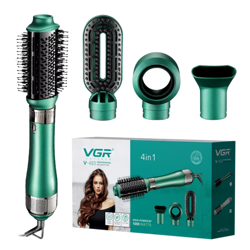 Brosse Chauffante 4 en 1 1000W Moteur DC VGR V493 Vert Brosse Chauffante 4 en 1 1000W Moteur DC VGR V493 Vert