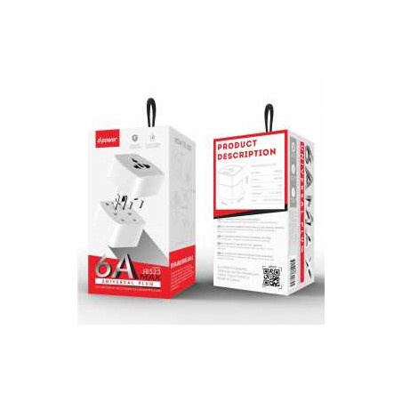 Adaptateur Kit de Voyage EU-UK-US-AU-CN - D-power J8523 - Blanc - Prot
