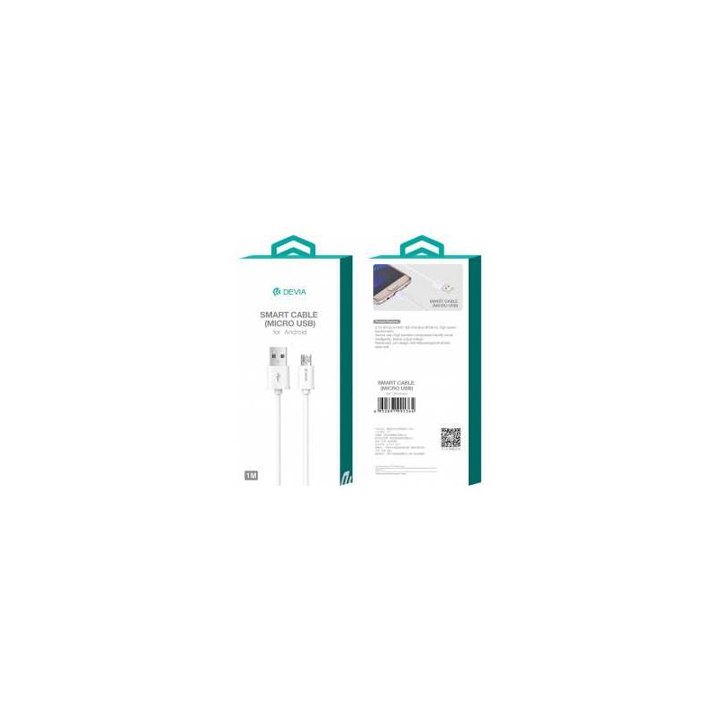 Câble USB / Micro - Devia Smart Series - 5V 2.1A 1M - Blanc