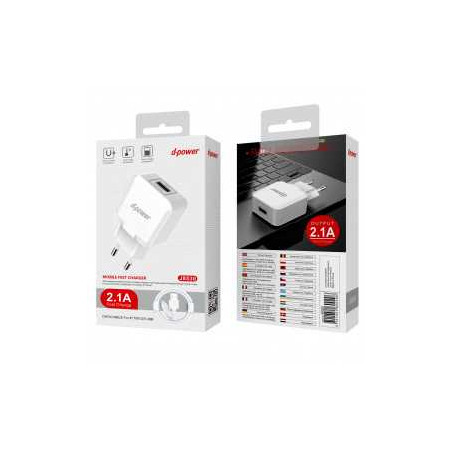 Kit Chargeur USB / Lightning 2.1A - D-power J8530 - Blanc - Alimentati
