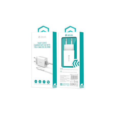 Kit Chargeur USB*2 12W + Câble Type-C - Devia Smart Series - Alimentat