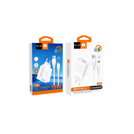 Kit chargeur USB/Type-C T95 18W wuw - Alimentation Ref A2507 | Smarty