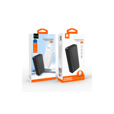 Power Bank WUW-Y146 - 20000mAh, 2 USB, Micro, Type-C - Blanc - Aliment