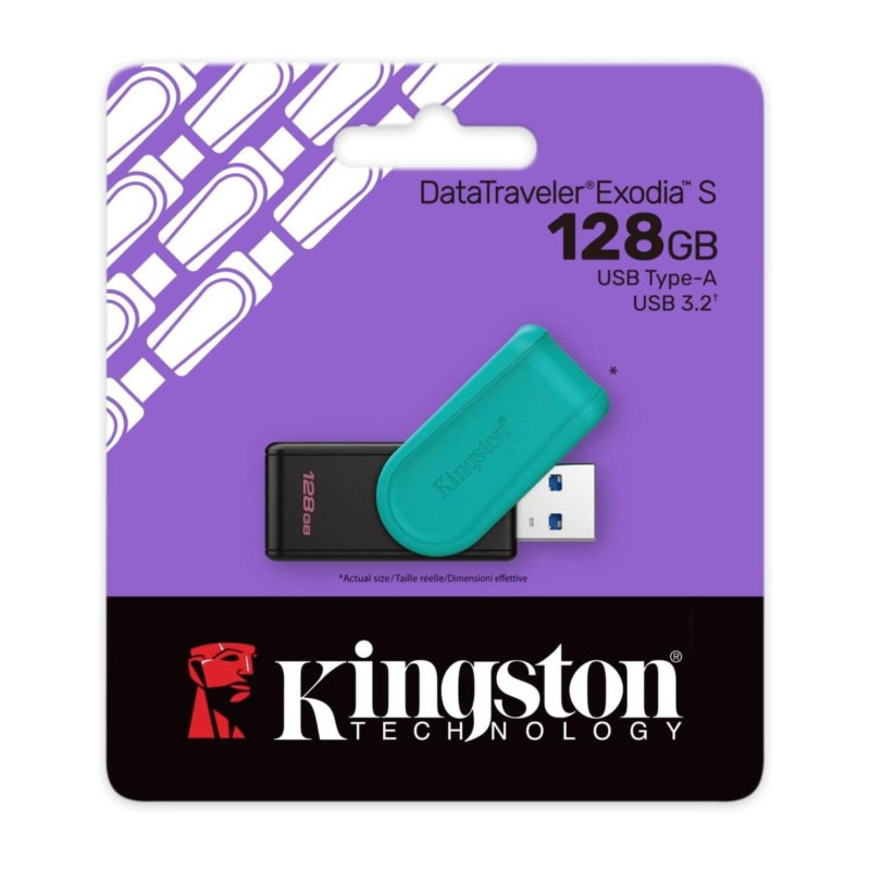 Clé USB Kingston DataTraveler – USB-A 3.2 128 Go DTXS/128GB Noir/Turquoise