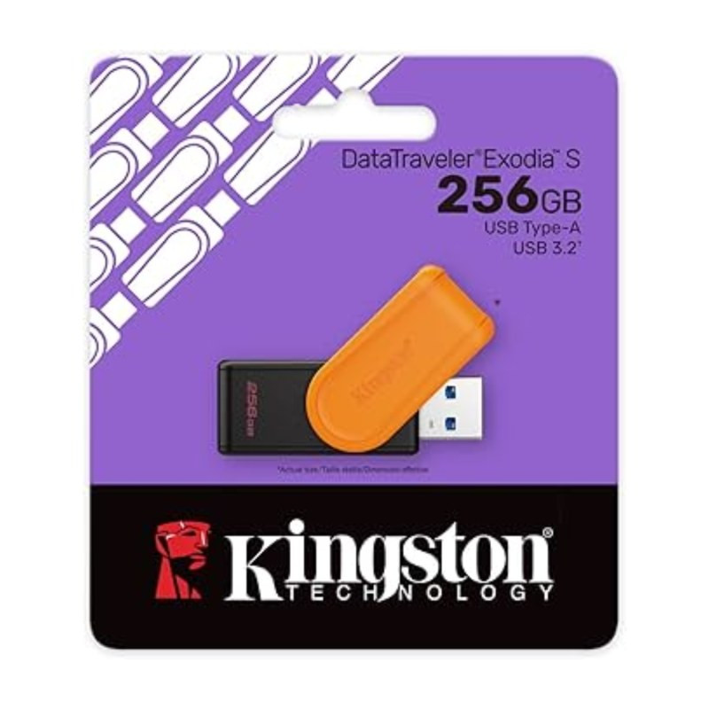 Clé USB Kingston DataTraveler – USB-A 3.2 256 Go DTXS/256GB Noir/Orange Clé USB Kingston DataTraveler – USB-A 3.2 256 Go DTXS/256GB Noir/Orange