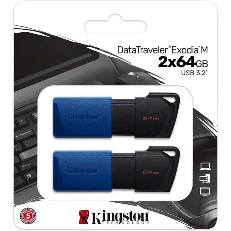 Clé USB Kingston PENDRIVE 64 Go DTXM/64GB 2P - Noir/Bleu