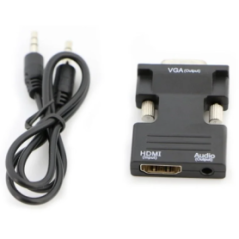 Convertisseur Entrée HMDI femelle + Audio vers VGA mâle - Noir Ref A18