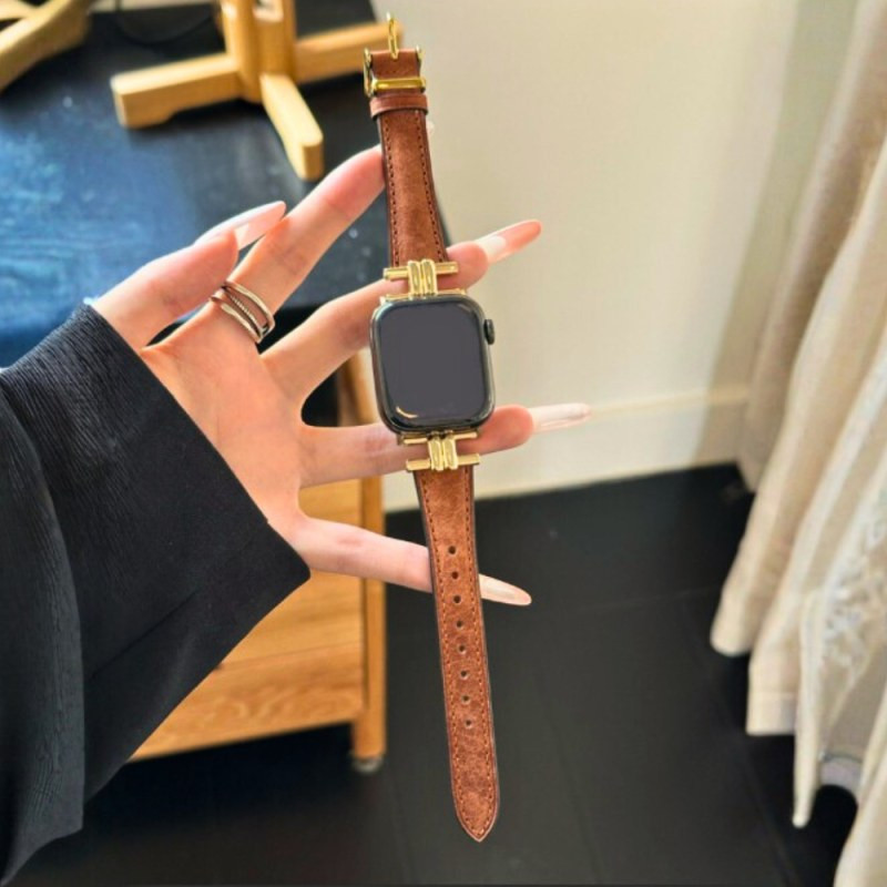 Bracelet Apple Watch ECO à boucle – cuir véritable brun et or Bracelet Apple Watch ECO à boucle – cuir véritable brun et or