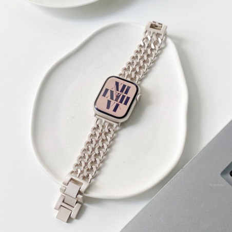 Bracelet Apple Watch ECO à double chaîne – acier inoxydable argent