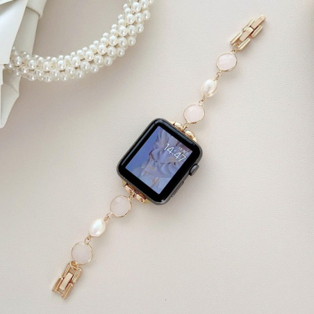 Apple Watch Band ECO Zircon – Gold and White Stainless Steel