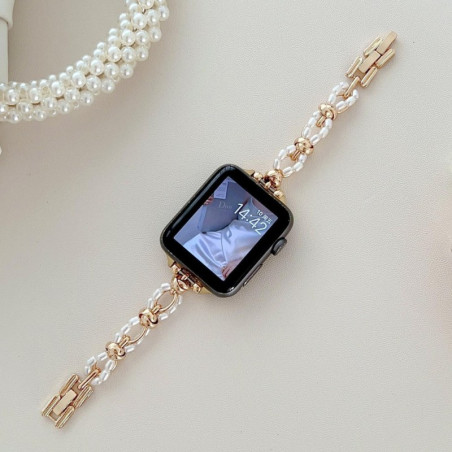 Apple Watch Band ECO Oval Beads – Gold and White