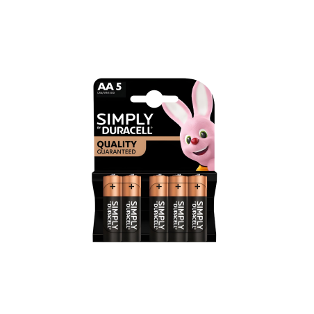 Piles Alcalines Duracell AA Simplement LR6 MN1500 x 5pcs - Audio Ref A