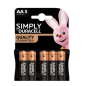Piles Alcalines Duracell AA Simplement LR6 MN1500 x 5pcs