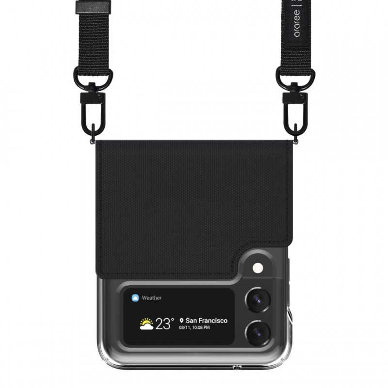 Coque protection avec collier adjustable ARAREE CANVAS DIARY - Noir - Samsung Galaxy Z Flip4