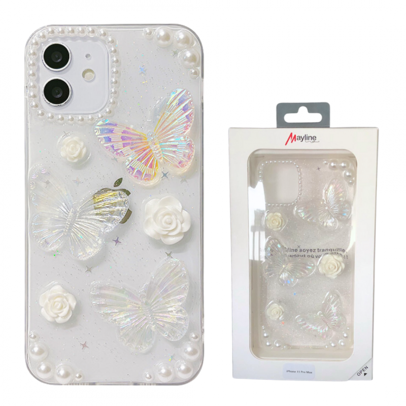 Coque de Protection à motif papillon en relief en perles tridimensionnels (Mayline) Coque de Protection à motif papillon en relief en perles tridimensionnels (Mayline)