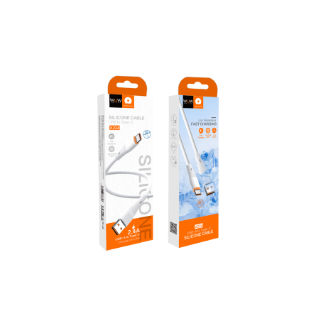 Câble en Silicone USB/USB-C 1M Blanc - WUW X224 - Alimentation Ref A30