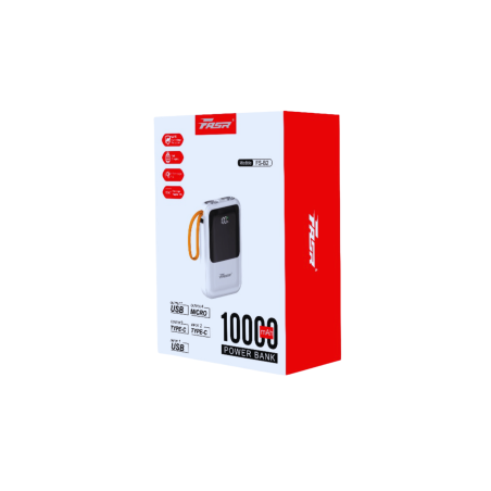 Power Bank 10000 mAh avec 4 Câbles intégrés Micro, Type-C, Lightning e