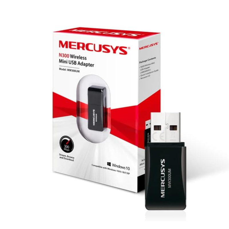 USB WiFi Adapter Mercury MW300UM Mini 300M – Black
