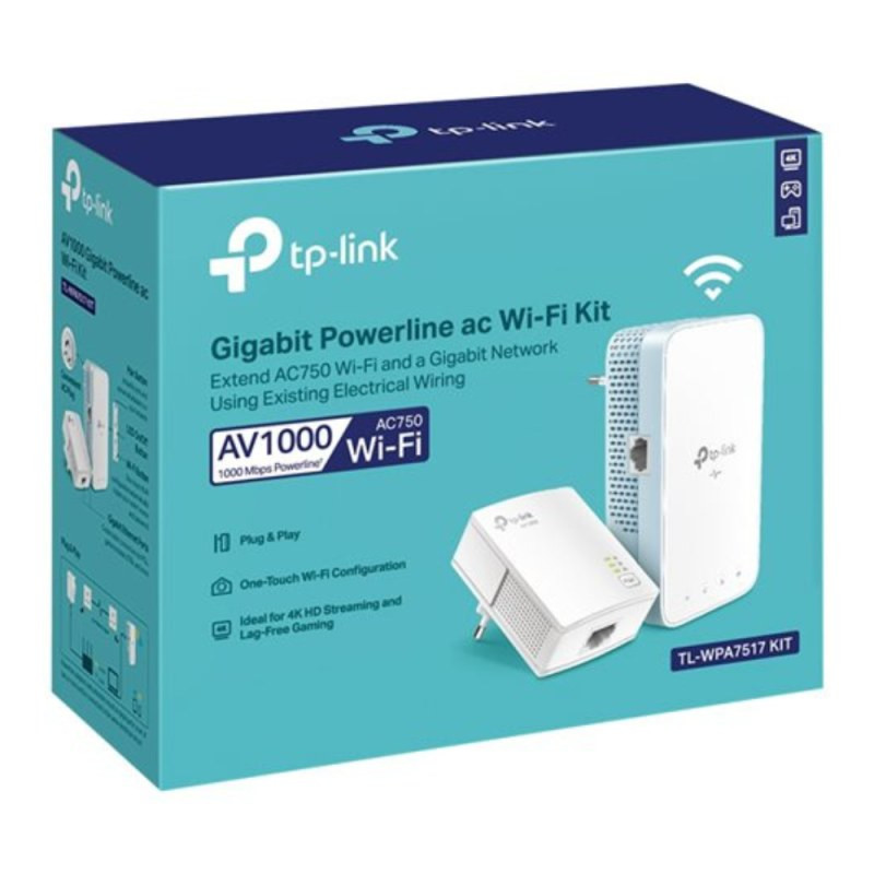Kit CPL Wi-Fi TP-Link TL-WPA7517 KIT – AV1000 AC bi-bande Blanc