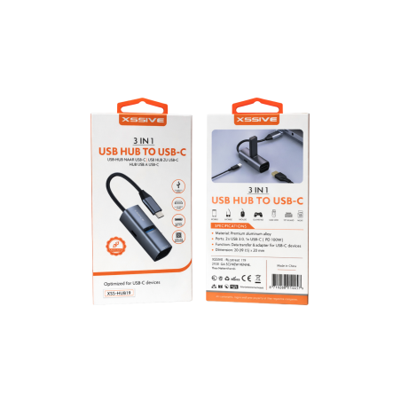 Adaptateur 3-en-1 USB-C vers USB/4K HDMI/USB-C XSSIVE XSS-HUB19 - Audi