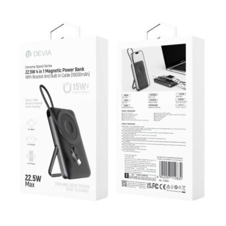 Magnetic Wireless Power Bank Devia Extreme Speed S28 – 10,000 mAh 22.5W Modern Gray
