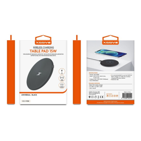15W Wireless Charger + 1m USB-C to USB-C Cable XSSIVE XSS-W1BK – Black