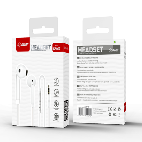 Ecouteurs Kit Main Libre Jack - D-power K6007 | Smarty Paris
