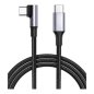 Câble USB-C / USB-C Coudé 90 Degrés Nylon Tressé - 1M Noir