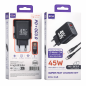 Kit Chargeur Type-C + USB-A PD 45W QC 3.0 avec Câble Type-C/Type-C 1m 3A - EGA C45 - Noir