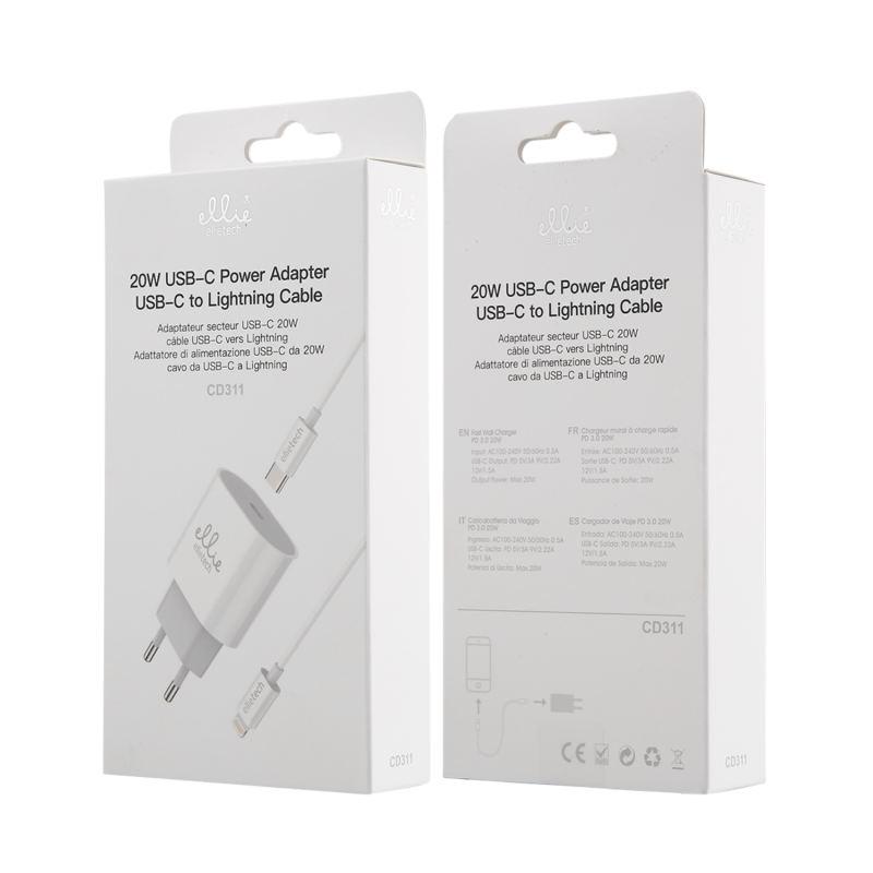 Charger Kit Ellietech CD311 – USB-C to Lightning 20W White