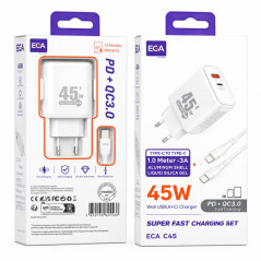 EGA C45 Charger 45W USB-C USB-A White | Smarty