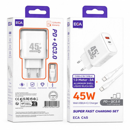 EGA C45 Charger 45W USB-C USB-A White | Smarty