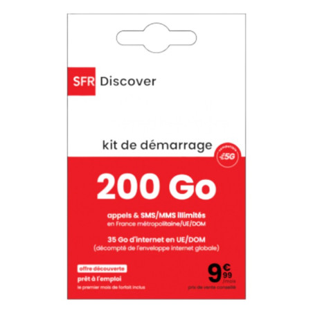Prepaid SIM Card SFR – Unlimited Calls, Texts, MMS + 200GB