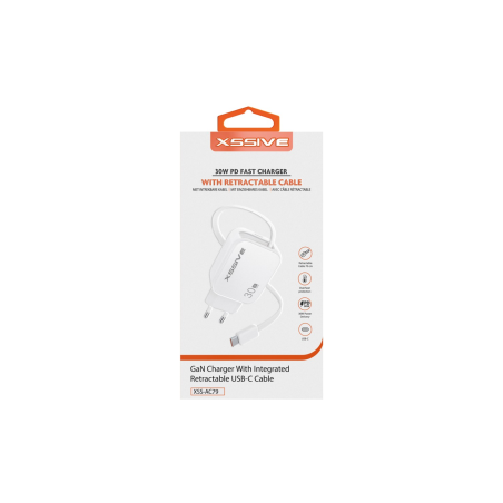 Chargeur Rapide avec câble USB-C rétractable 30W XSSIVE XSS-AC79 - Bla