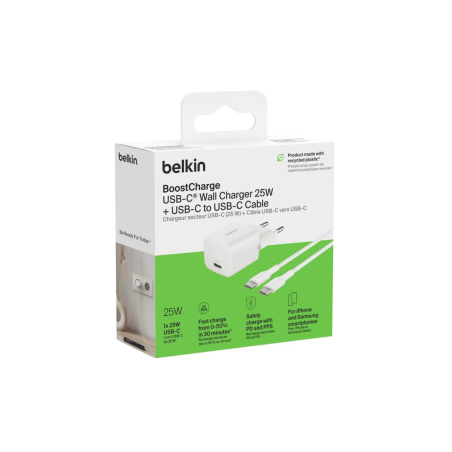 Adaptateur Secteur / Câble USB-C 25W 1m BELKIN - WCA012KQ1MWH-B6 - Pro