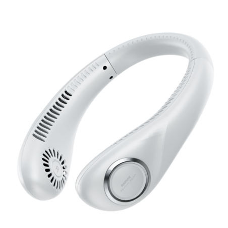 Ventilateur Tour de Cou Silencieux REMAX F23 – Autonomie 4 à 5H – Recharge USB-C en 1,5H – Blanc · Smarty Paris