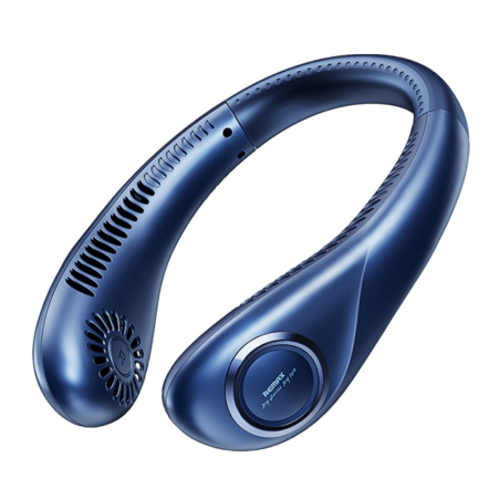 Ventilateur Tour de Cou Silencieux REMAX F23 – Autonomie 4 à 5H – Recharge USB-C en 1,5H – Bleu · Smarty Paris