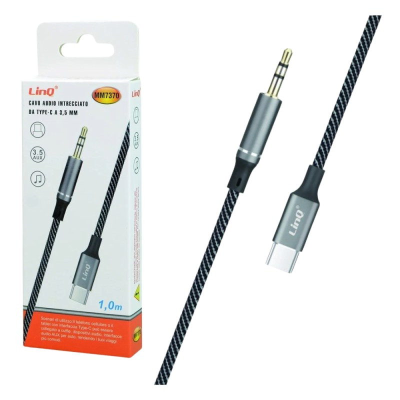 Audio Cable LinQ MM7370 – Braided USB-C to 3.5 mm Jack, 1m Audio Cable LinQ MM7370 – Braided USB-C to 3.5 mm Jack, 1m