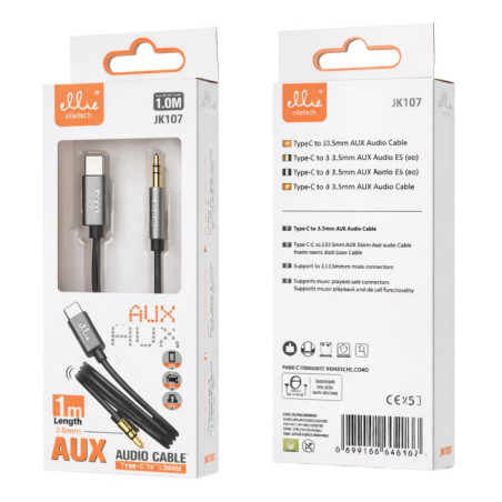 Audio Cable Ellietech JK107 – USB-C to 3.5mm Jack 1m